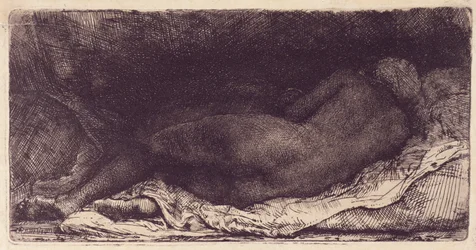 Vrouw Liggend op een Bed